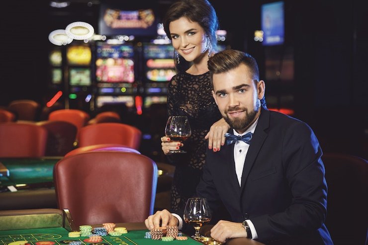Live dealer blackjack table with dealer and cards